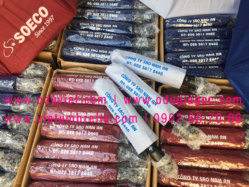 xưởng sản xuất ô dù cầm tay in logo quảng cáo